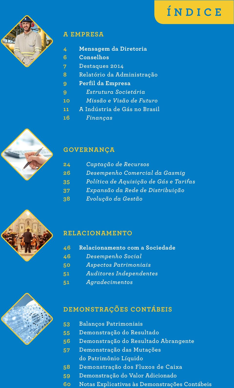 RELACIONAMENTO 46 Relacionamento com a Sociedade 46 Desempenho Social 50 Aspectos Patrimoniais 51 Auditores Independentes 51 Agradecimentos DEMONSTRAÇÕES contábeis 53 Balanços Patrimoniais 55