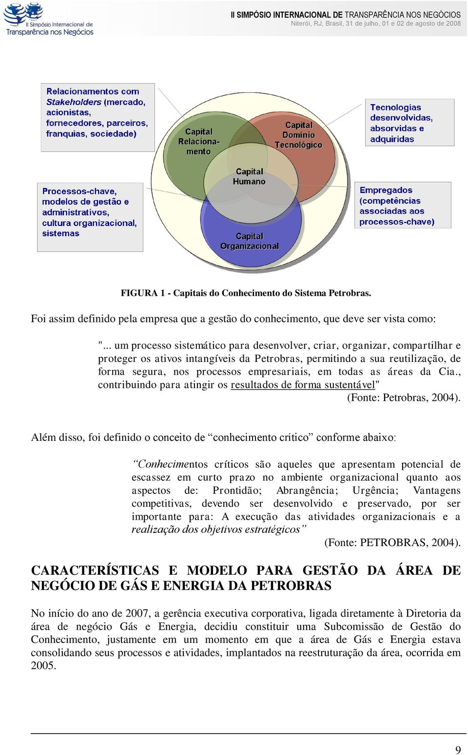 em todas as áreas da Cia., contribuindo para atingir os resultados de forma sustentável" (Fonte: Petrobras, 2004).