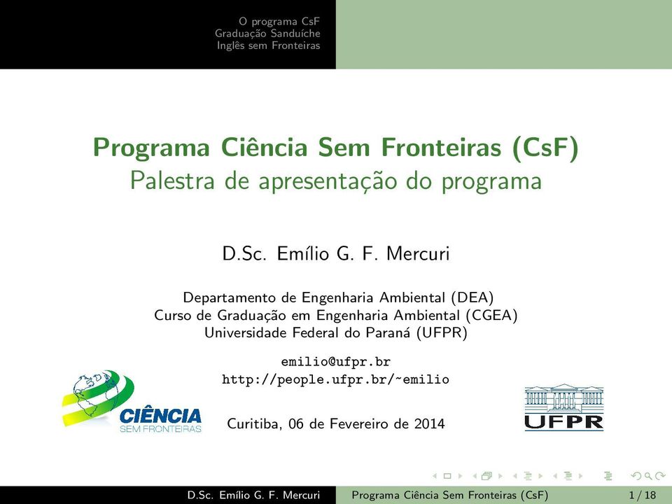 Mercuri Departamento de Engenharia Ambiental (DEA) Curso de Graduação em Engenharia Ambiental