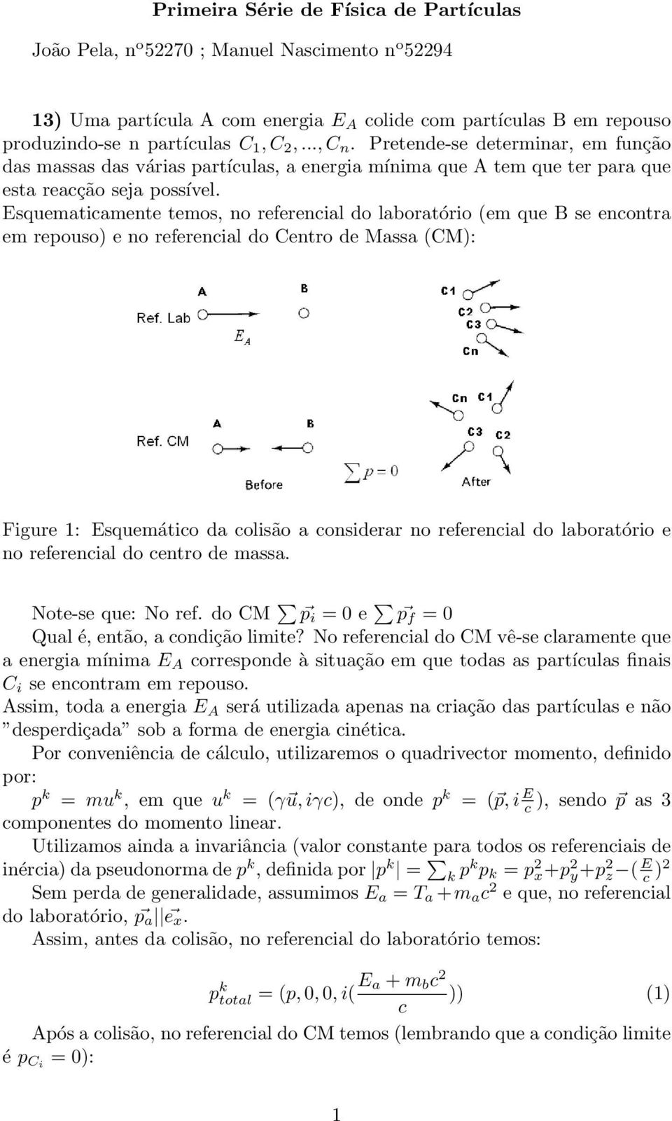 squematicamente temos, no referencial do laboratório (em que B se encontra em repouso) e no referencial do Centro de Massa (CM): Figure 1: squemático da colisão a considerar no referencial do