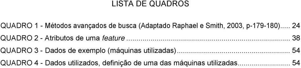 .. 24 QUADRO 2 - Atributos de uma feature.