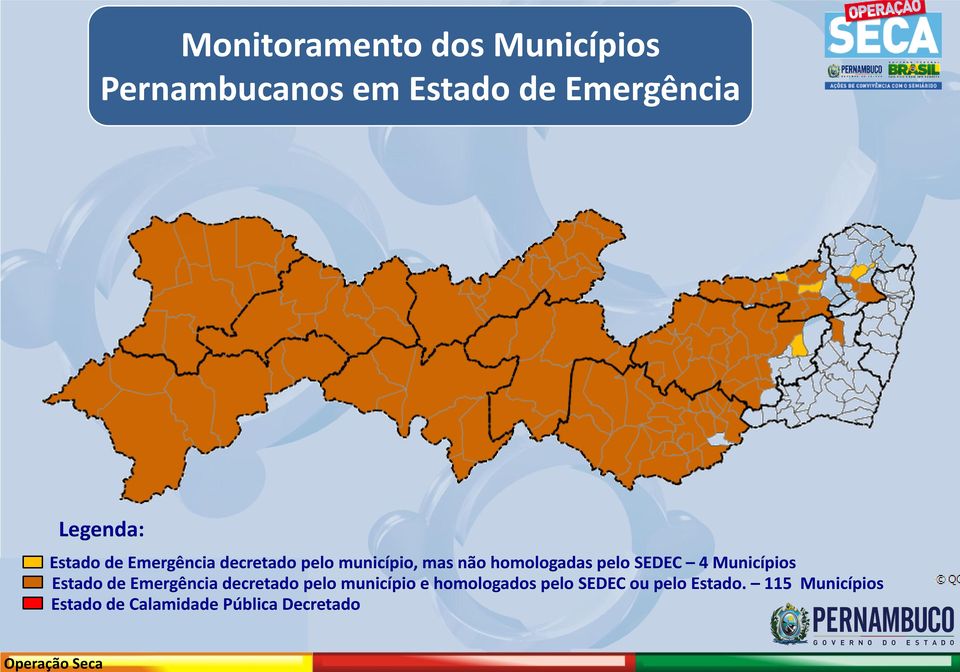 SEDEC 4 Municípios Estado de Emergência decretado pelo município e