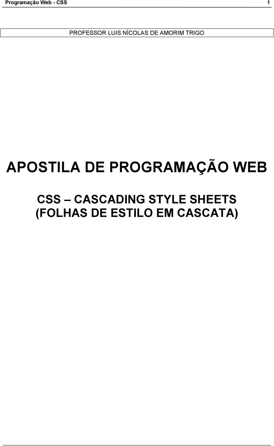 APOSTILA DE PROGRAMAÇÃO WEB CSS