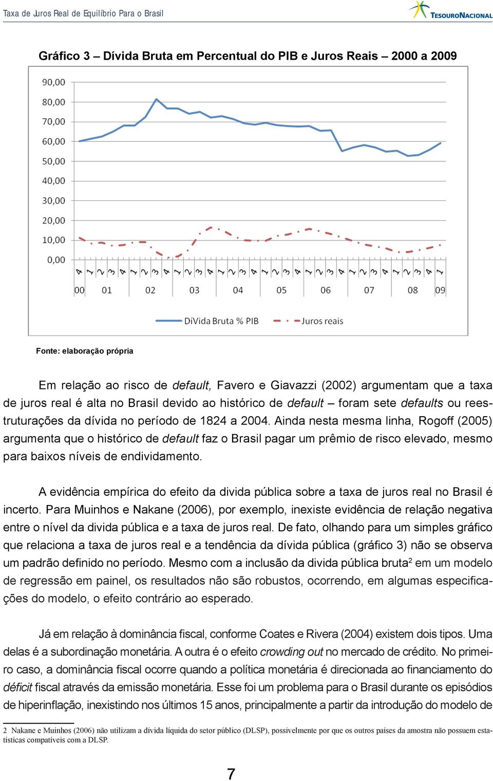 Ainda nesta mesma linha, Rogoff (2005) argumenta que o histórico de default faz o Brasil pagar um prêmio de risco elevado, mesmo para baixos níveis de endividamento.