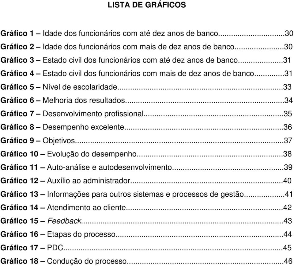 ..33 Gráfico 6 Melhoria dos resultados...34 Gráfico 7 Desenvolvimento profissional...35 Gráfico 8 Desempenho excelente...36 Gráfico 9 Objetivos...37 Gráfico 10 Evolução do desempenho.