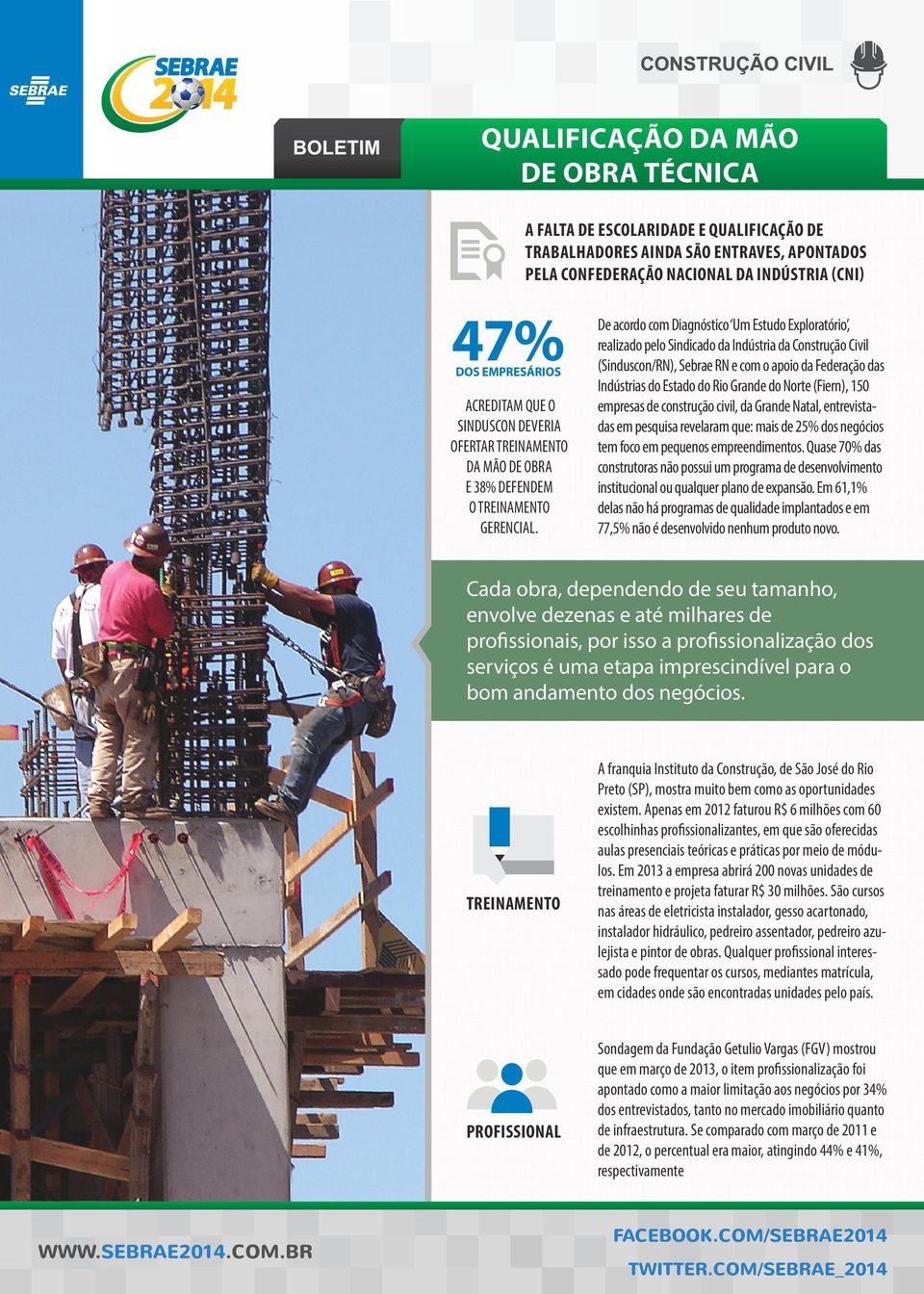 De acordo com Diagnóstico Um Estudo Exploratório, realizado pelo Sindicado da Indústria da Construção Civil (Sinduscon/RN), Sebrae RN e com o apoio da Federação das Indústrias do Estado do Rio Grande