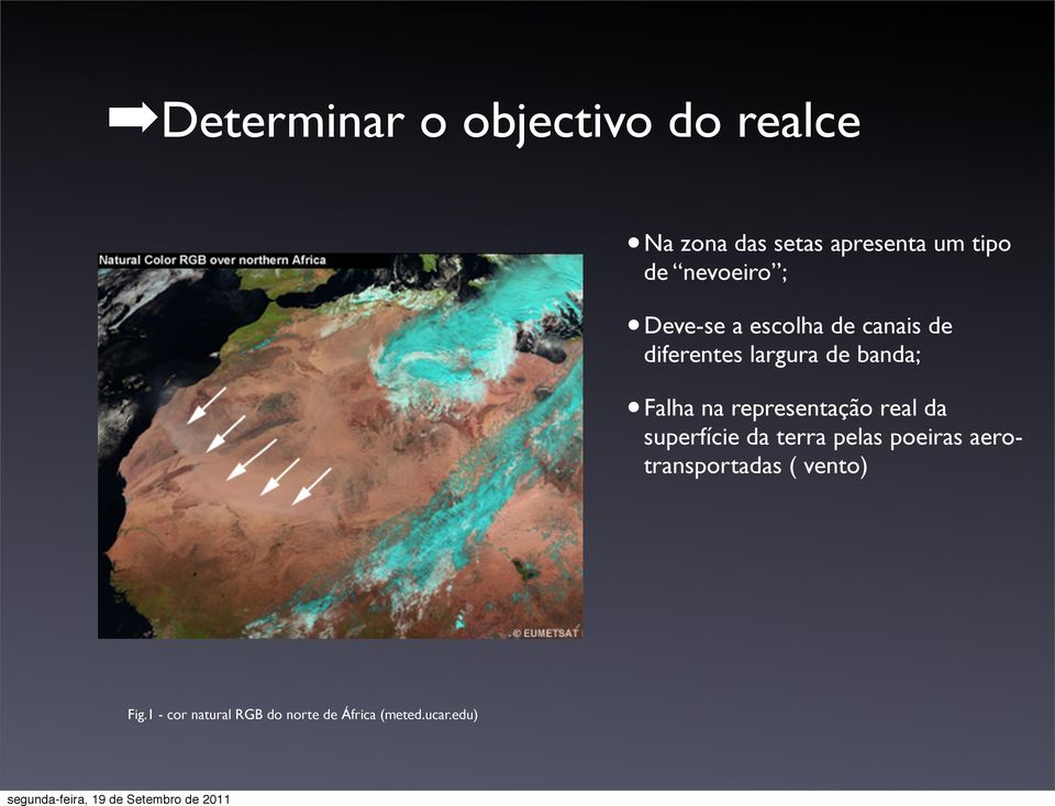 Falha na representação real da superfície da terra pelas poeiras