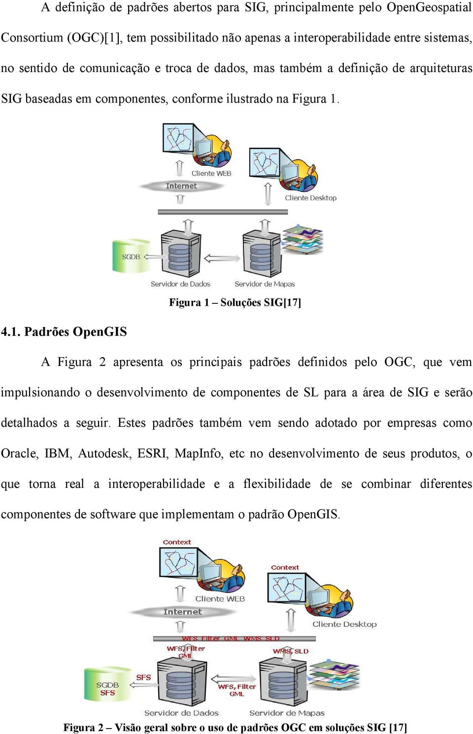 Figura 1 Soluções SIG[17] 4.1. Padrões OpenGIS A Figura 2 apresenta os principais padrões definidos pelo OGC, que vem impulsionando o desenvolvimento de componentes de SL para a área de SIG e serão detalhados a seguir.