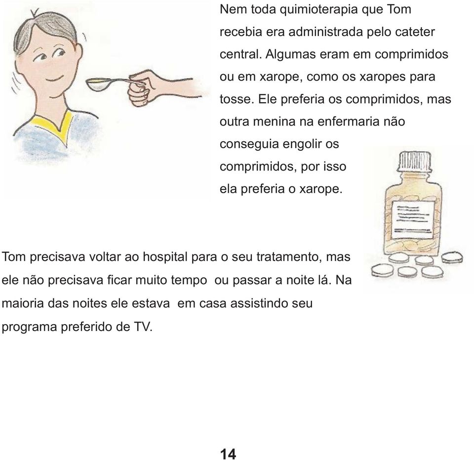 Ele preferia os comprimidos, mas outra menina na enfermaria não conseguia engolir os comprimidos, por isso ela preferia