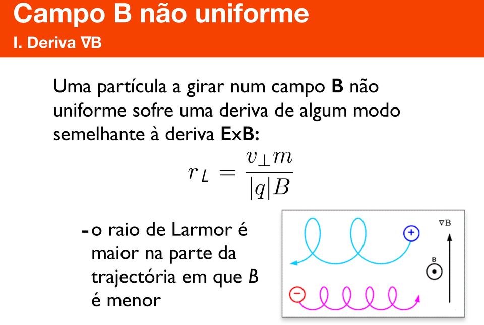 sofre uma deriva de algum modo semelhante à deriva ExB: r L