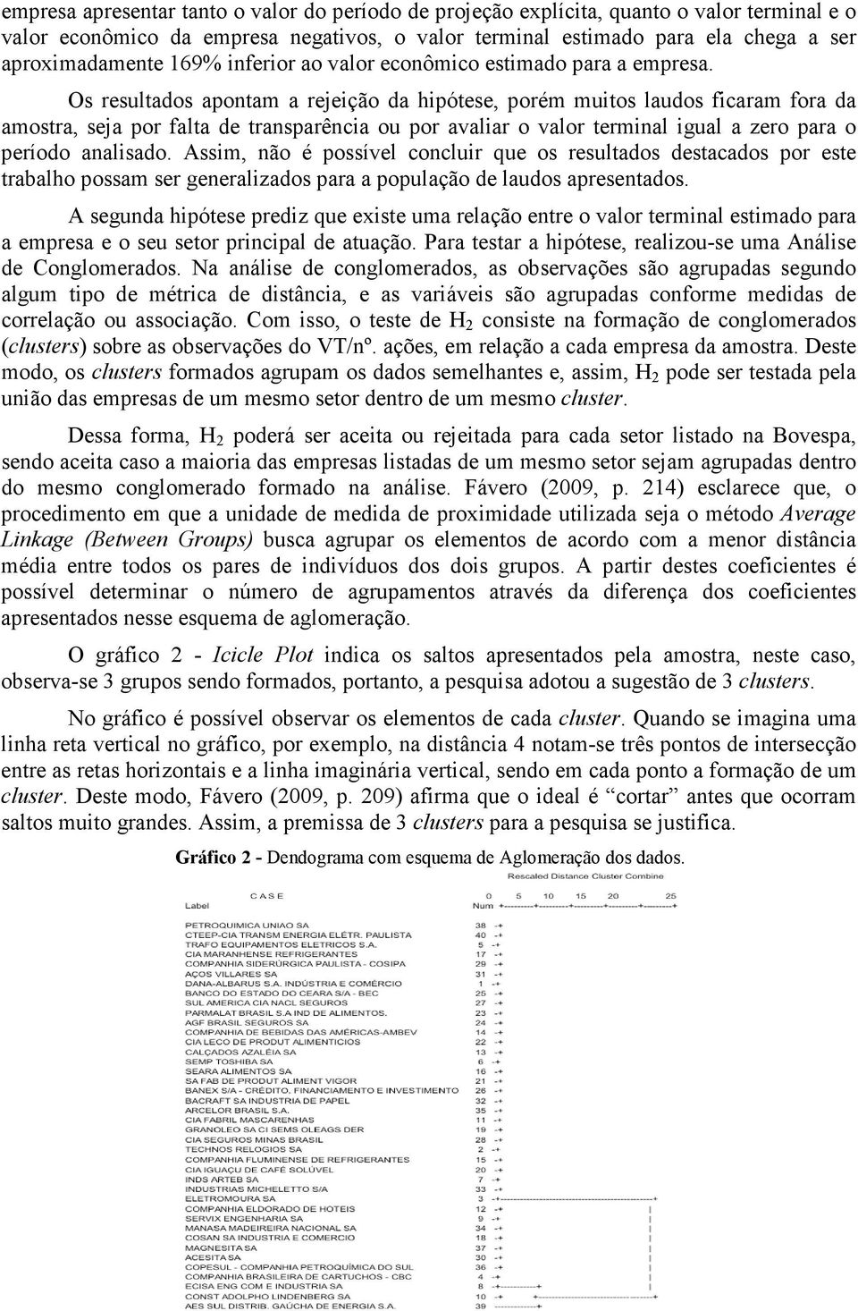 Os resultados apontam a rejeição da hipótese, porém muitos laudos ficaram fora da amostra, seja por falta de transparência ou por avaliar o valor terminal igual a zero para o período analisado.