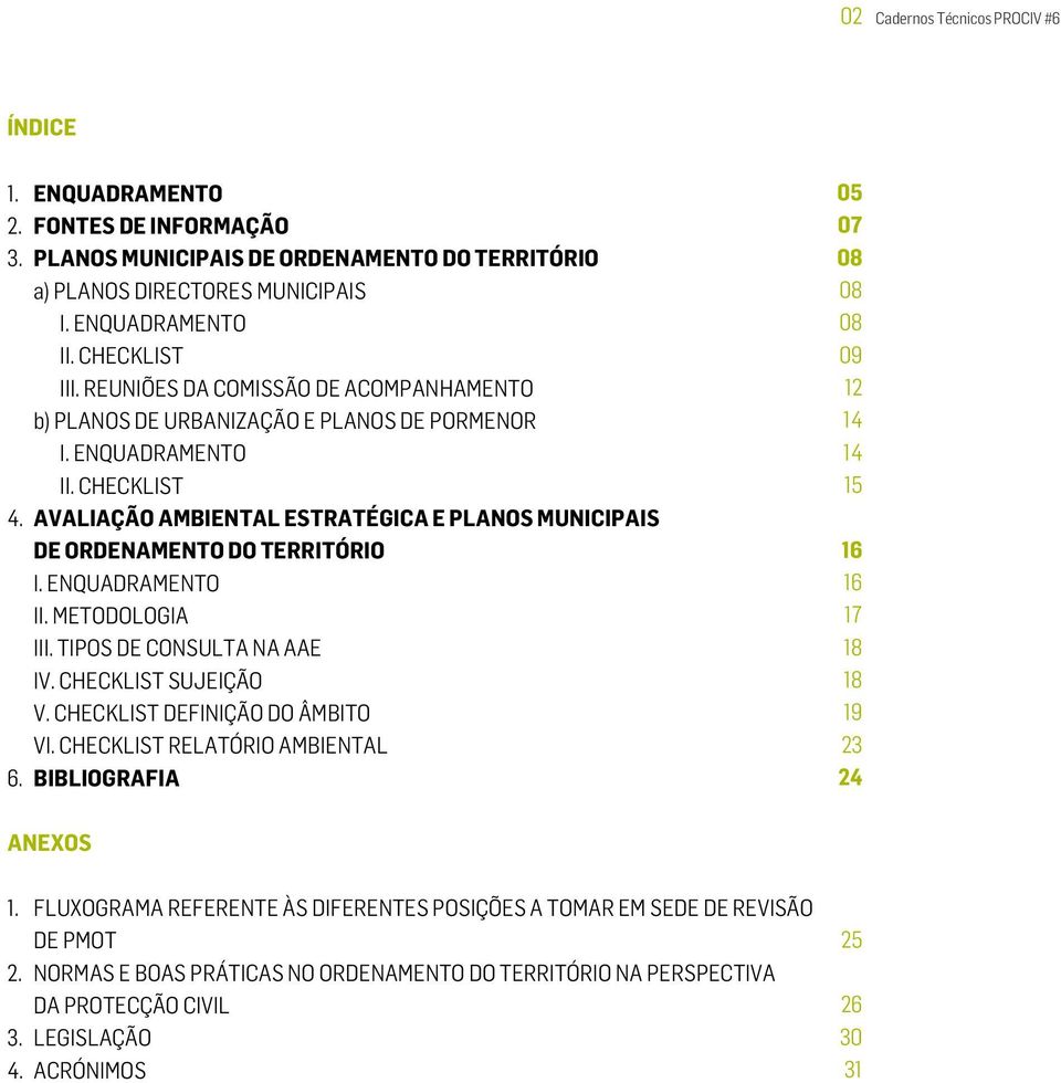 CHECKLIST AVALIAÇÃO AMBIENTAL ESTRATÉGICA E PLANOS MUNICIPAIS DE ORDENAMENTO DO TERRITÓRIO I. ENQUADRAMENTO II. METODOLOGIA III. TIPOS DE CONSULTA NA AAE IV. CHECKLIST SUJEIÇÃO V.