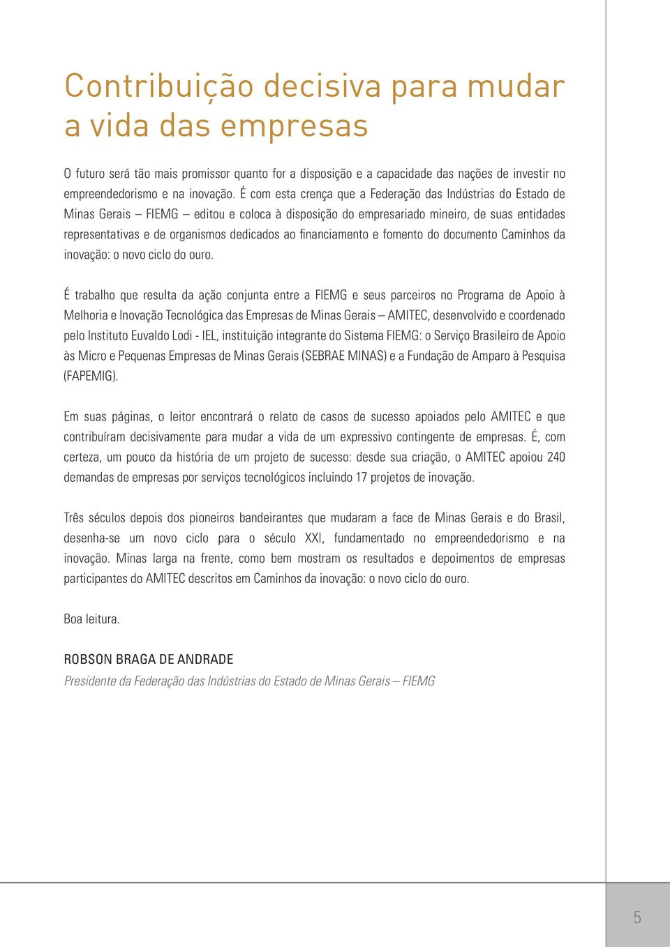 financiamento e fomento do documento Caminhos da inovação: o novo ciclo do ouro.