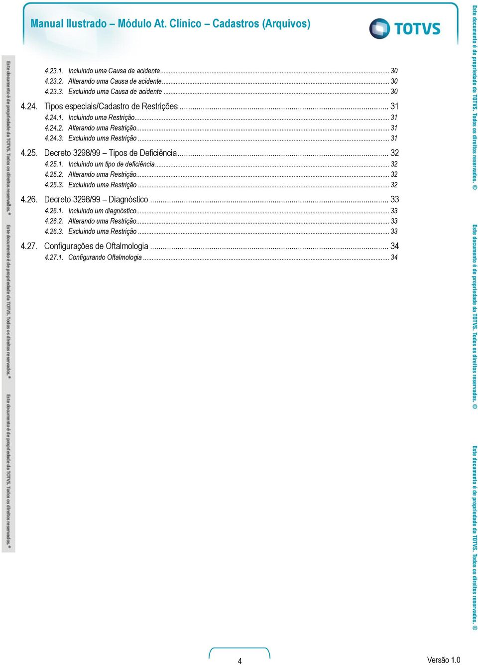 Decreto 3298/99 Tipos de Deficiência... 32 Incluindo um tipo de deficiência... 32 Alterando uma Restrição... 32 Excluindo uma Restrição... 32 4.26.