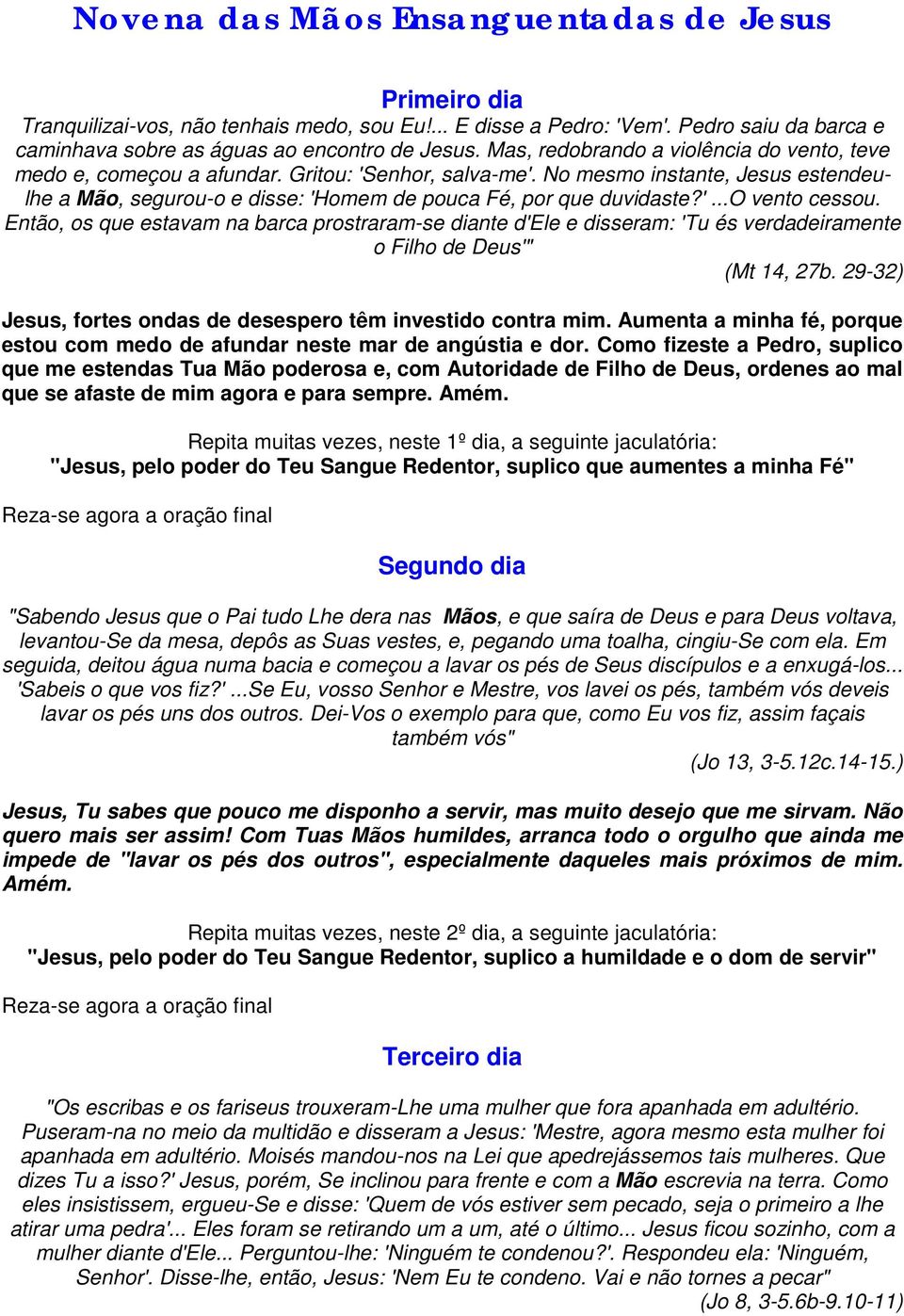 '...o vento cessou. Então, os que estavam na barca prostraram-se diante d'ele e disseram: 'Tu és verdadeiramente o Filho de Deus'" (Mt 14, 27b.