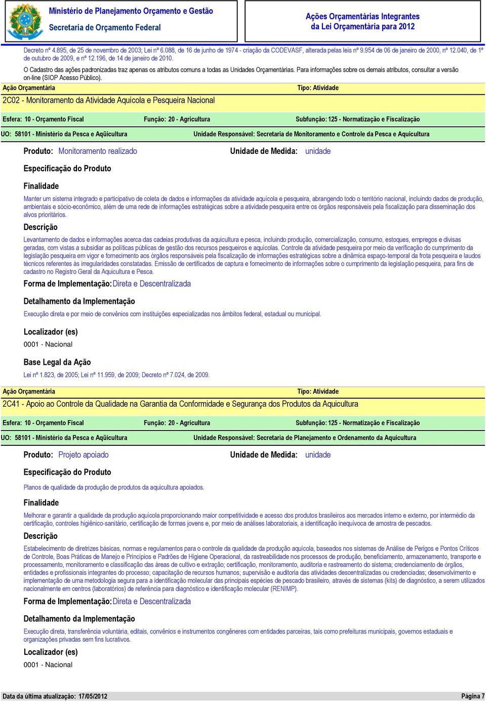 Para informações sobre os demais atributos, consultar a versão on-line (SIOP Acesso Público).