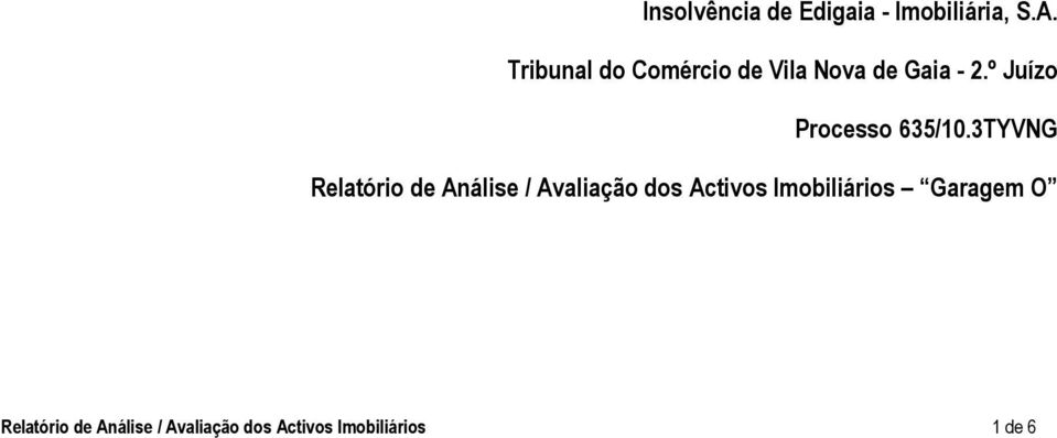 3TYVNG Relatório de Análise / Avaliação dos Activos