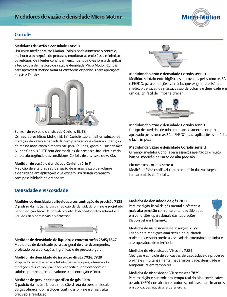 Os clientes continuam encontrando novas forma de aplicar a tecnologia de medição de vazão e densidade Micro Motion Coriolis para aproveitar melhor todas as vantagens disponíveis para aplicações de