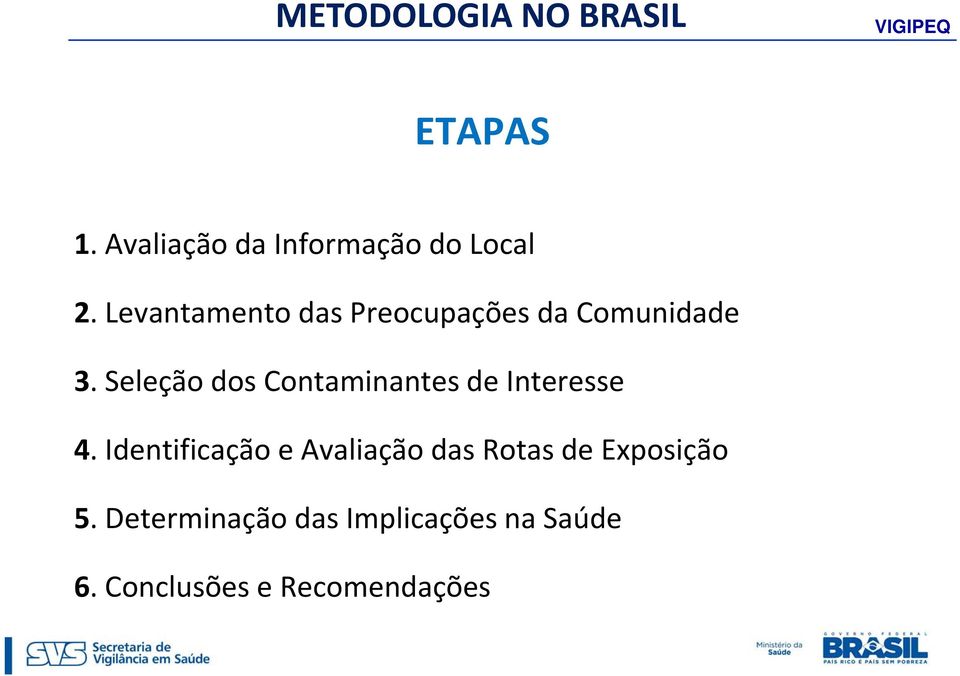 Seleção dos Contaminantes de Interesse 4.