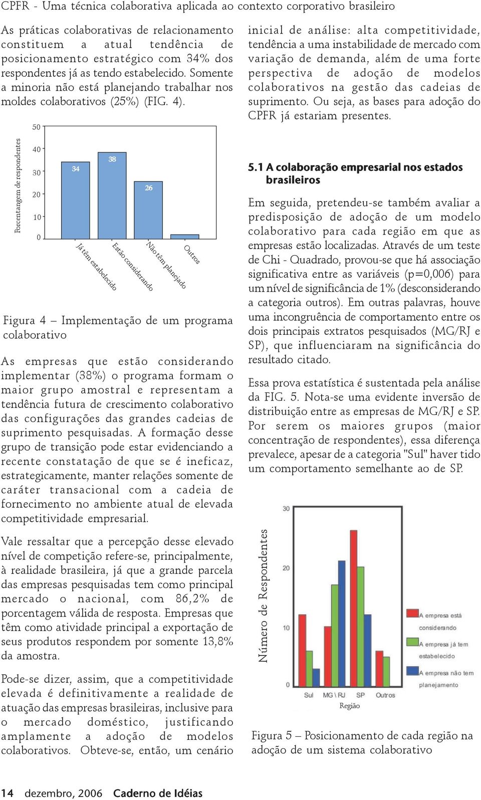 Porcentangem de respondentes 50 40 30 20 10 0 34 38 Já têm estabelecido Figura 4 Implementação de um programa colaborativo As empresas que estão considerando implementar (38%) o programa formam o