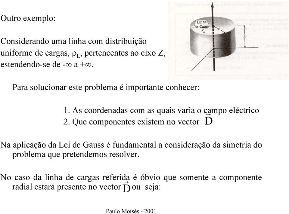 ue componentes existem no vecto Na aplicação da ei de Gauss é fundamental a consideação da simetia do poblema que