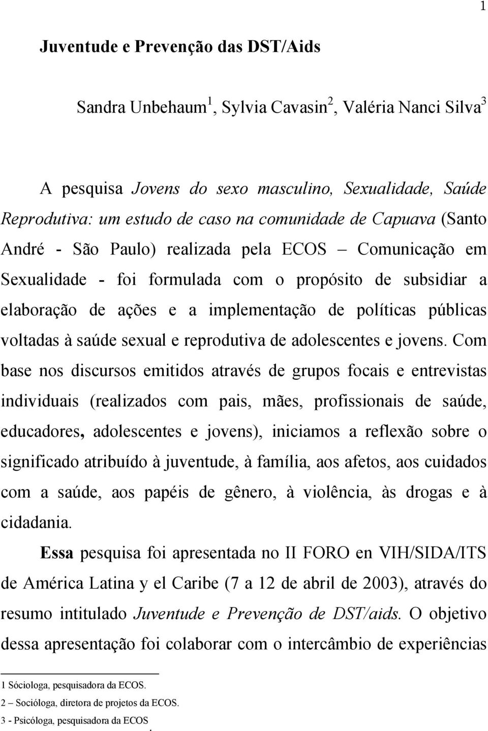 saúde sexual e reprodutiva de adolescentes e jovens.