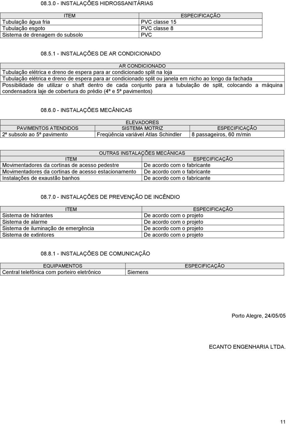 1 - INSTALAÇÕES DE AR CONDICIONADO AR CONDICIONADO Tubulação elétrica e dreno de espera para ar condicionado split na loja Tubulação elétrica e dreno de espera para ar condicionado split ou janela em