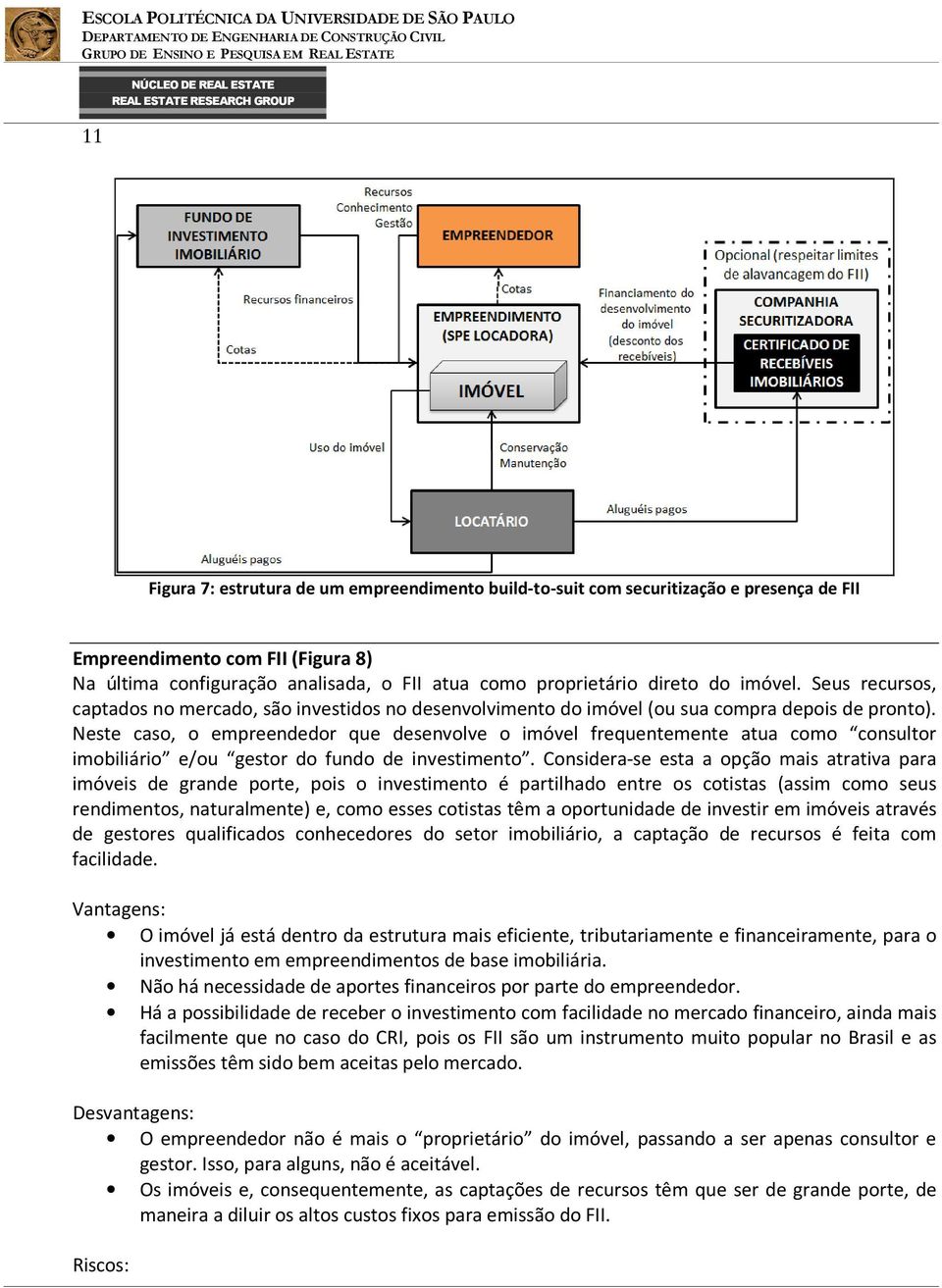 Neste caso, o empreendedor que desenvolve o imóvel frequentemente atua como consultor imobiliário e/ou gestor do fundo de investimento.