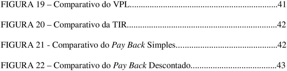 ..42 FIGURA 21 - Comparativo do Pay Back