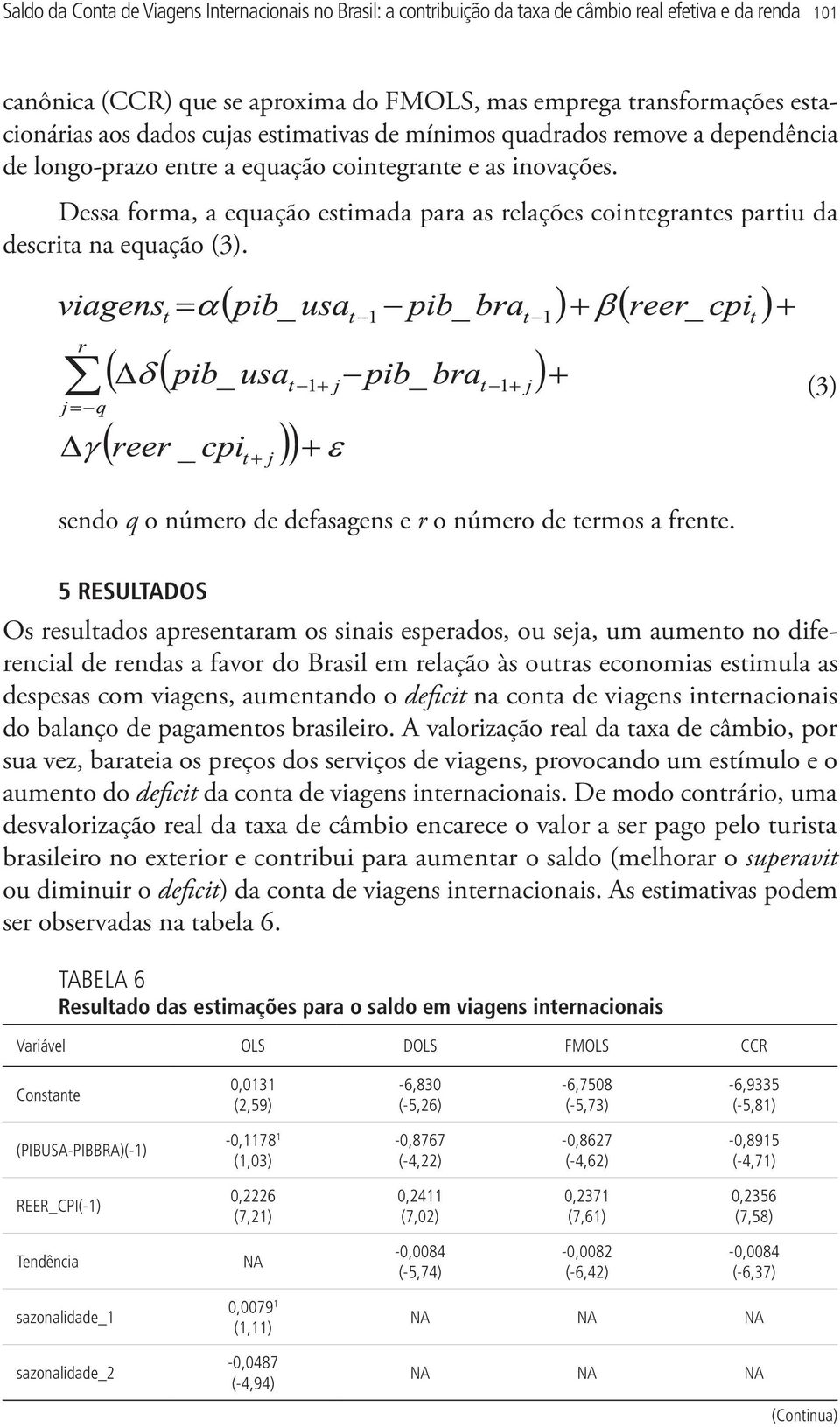 Dessa forma, a equação estimada para as relações cointegrantes partiu da descrita na equação (3). (3) sendo q o número de defasagens e r o número de termos a frente.