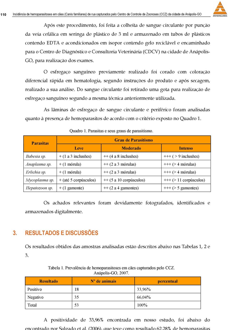 Centro de Diagnóstico e Consultoria Veterinária (CDCV) na cidade de Anápolis- GO, para realização dos exames.