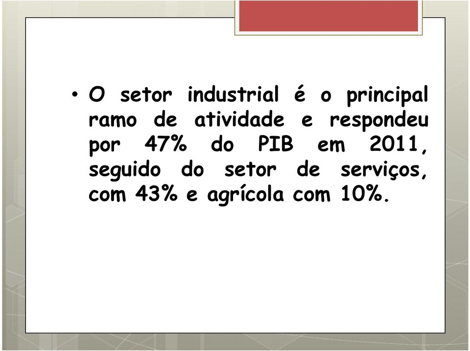 47% do PIB em 2011, seguido do