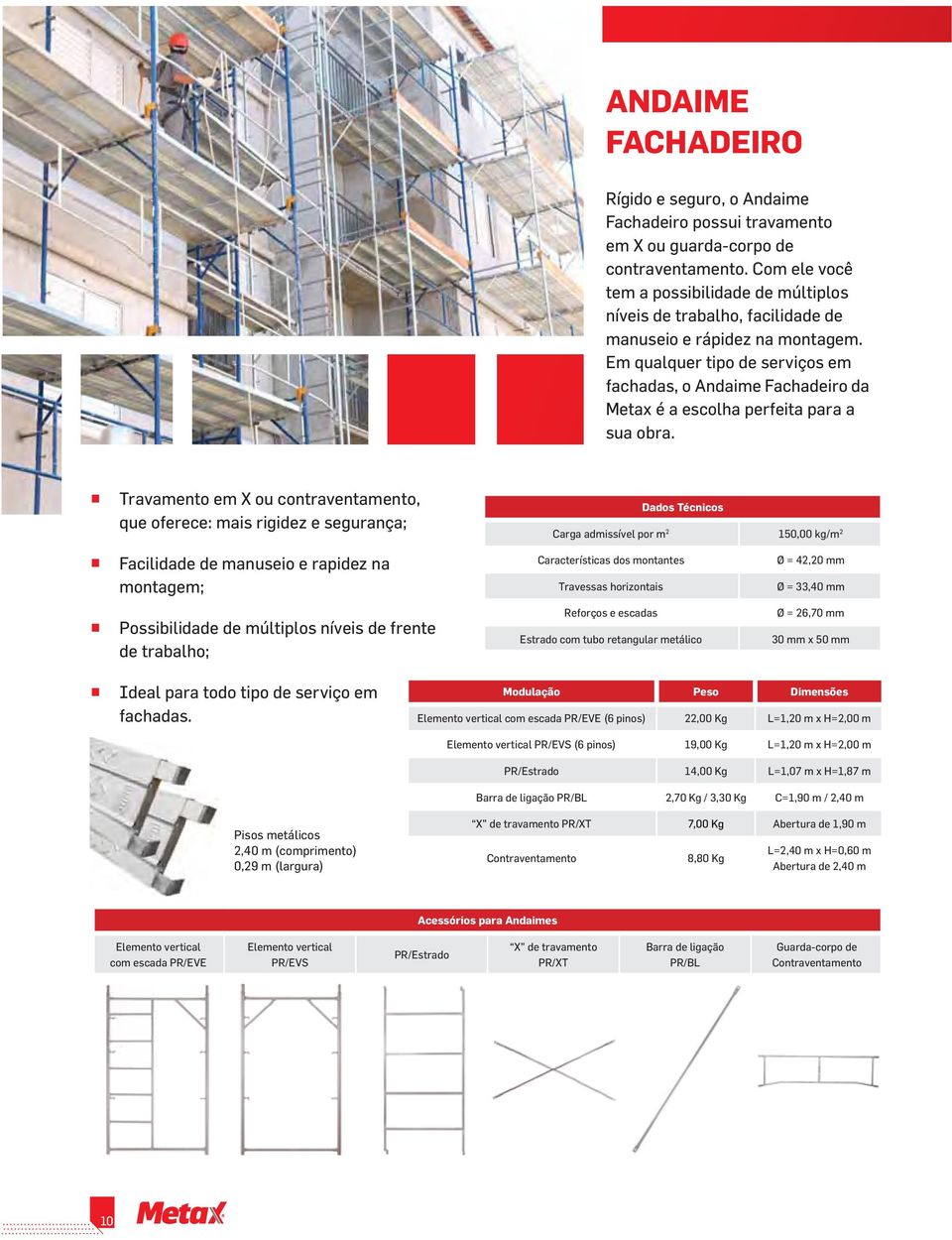 Em qualquer tipo de serviços em fachadas, o Andaime Fachadeiro da Metax é a escolha perfeita para a sua obra.