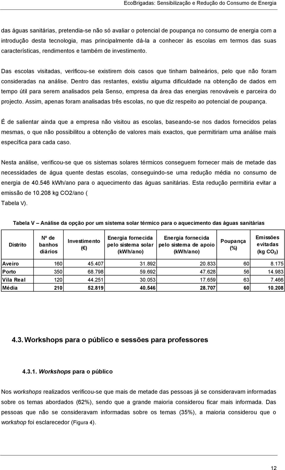 Dentro das restantes, existiu alguma dificuldade na obtenção de dados em tempo útil para serem analisados pela Senso, empresa da área das energias renováveis e parceira do projecto.