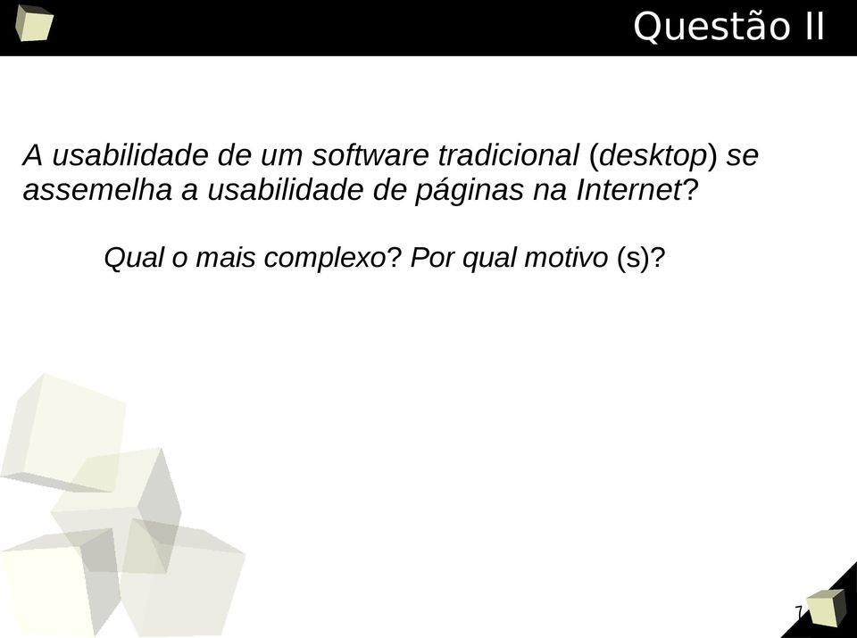 usabilidade de páginas na Internet?