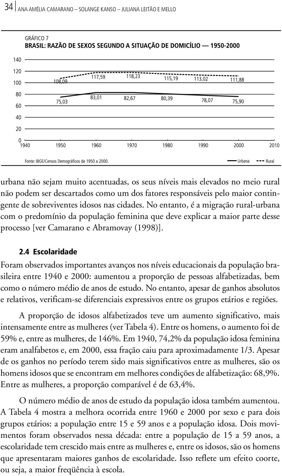 No entanto, é a migração rural-urbana com o predomínio da população feminina que deve explicar a maior parte desse processo [ver Camarano e Abramovay (1998)]. 2.