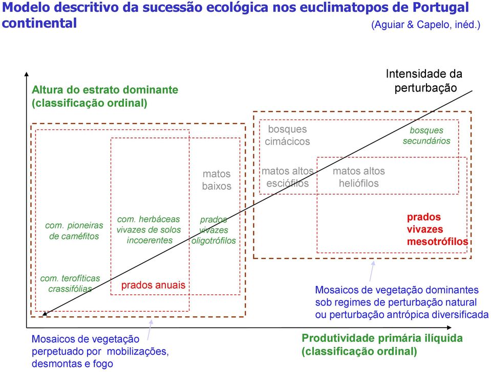 heliófilos com. pioneiras de caméfitos com. herbáceas vivazes de solos incoerentes prados vivazes oligotrófilos prados vivazes mesotrófilos com.