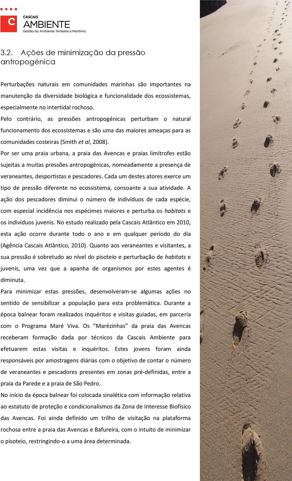 Pelo contrário, as pressões antropogénicas perturbam o natural funcionamento dos ecossistemas e são uma das maiores ameaças para as comunidades costeiras (Smith et al, 2008).