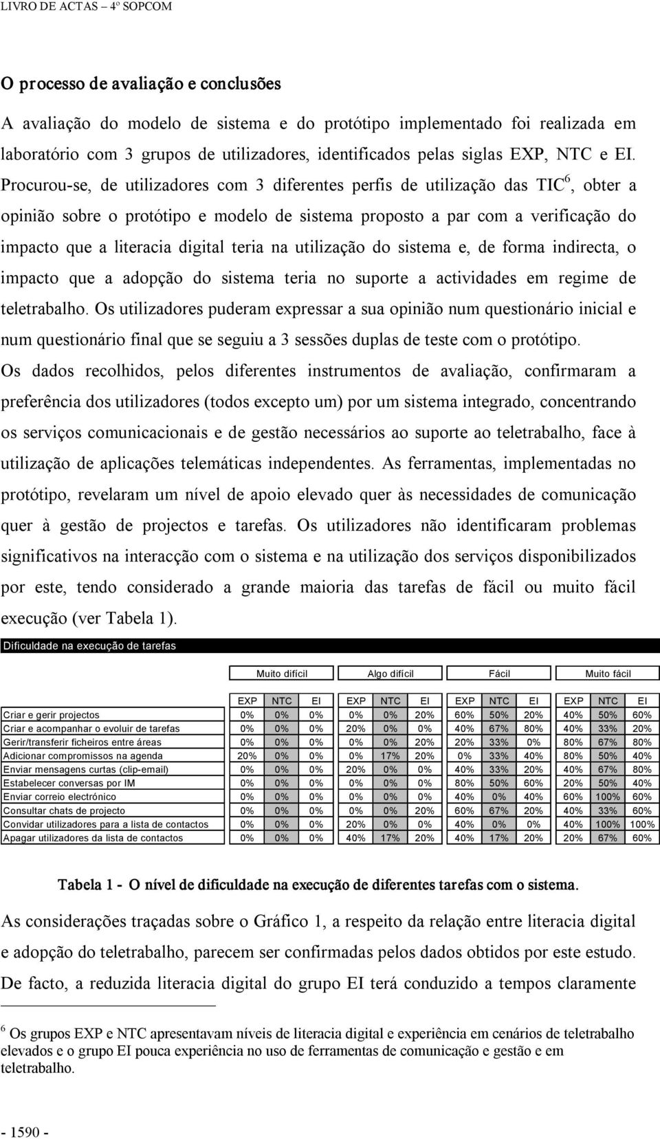 teria na utilização do sistema e, de forma indirecta, o impacto que a adopção do sistema teria no suporte a actividades em regime de teletrabalho.