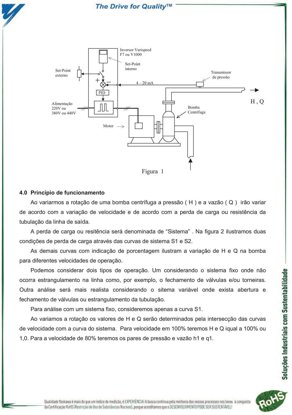 resistência da tubulação da linha de saída. A perda de carga ou resitência será denominada de Sistema. Na figura 2 ilustramos duas condições de perda de carga através das curvas de sistema S1 e S2.