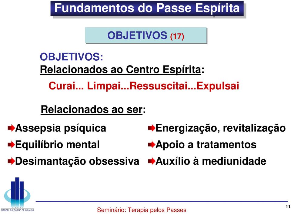 ..Expulsai Relacionados ao ser: Assepsia psíquica Equilíbrio mental