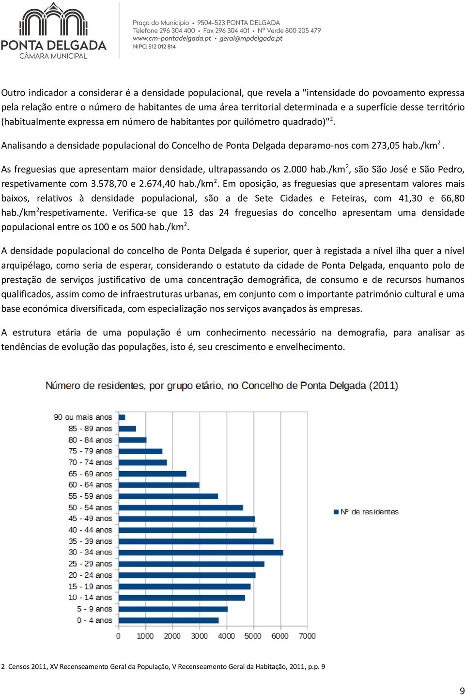 As freguesias que apresentam maior densidade, ultrapassando os 2.000 hab./km 2,