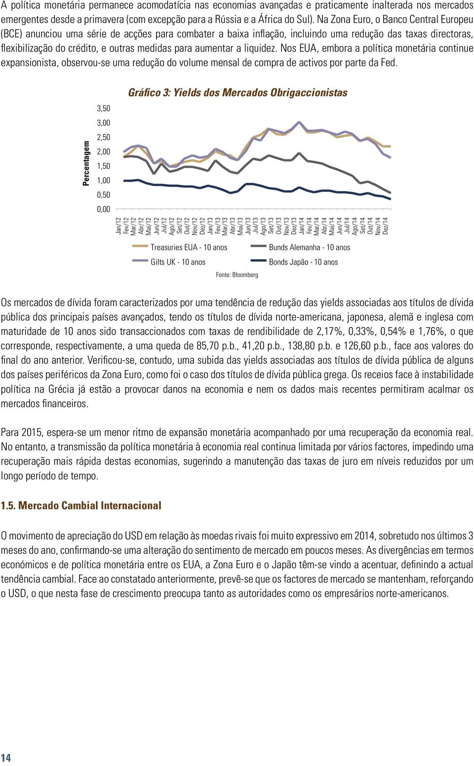 aumentar a liquidez. Nos EUA, embora a política monetária continue expansionista, observou-se uma redução do volume mensal de compra de activos por parte da Fed.