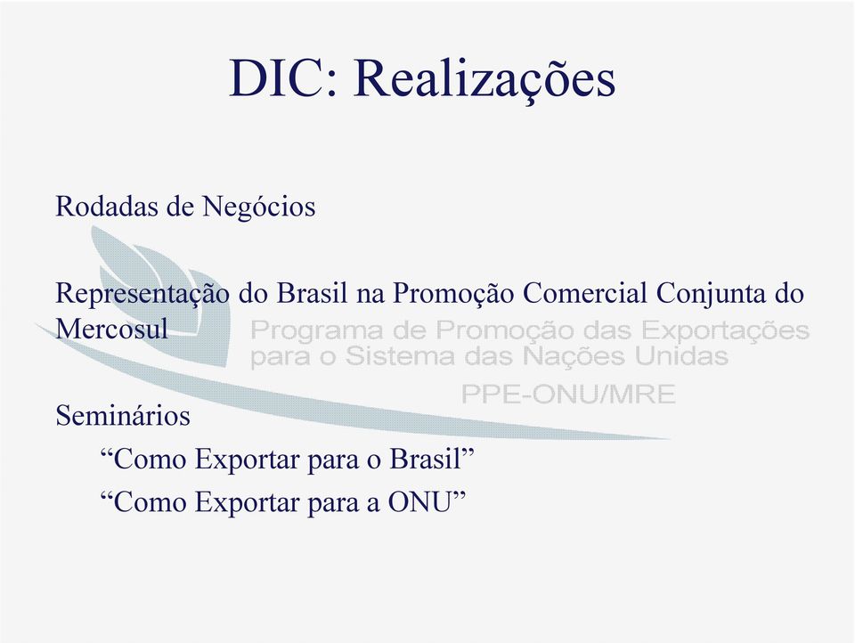 Promoção das Exportações para o Sistema das Nações Unidas