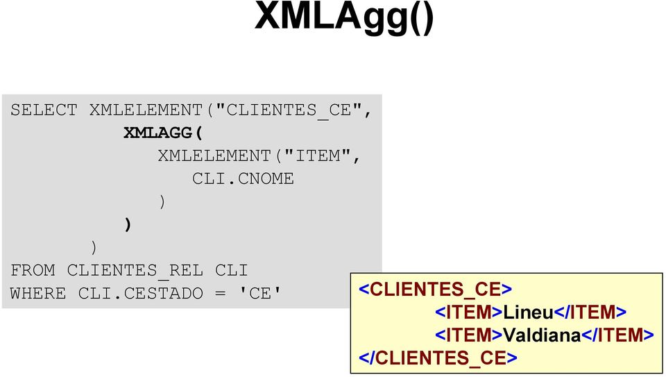 CNOME FROM CLIENTES_REL CLI WHERE CLI.