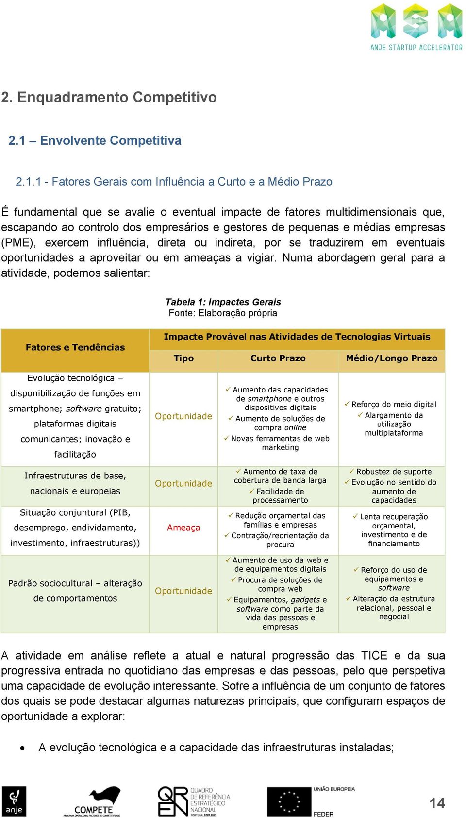 1 - Fatores Gerais com Influência a Curto e a Médio Prazo É fundamental que se avalie o eventual impacte de fatores multidimensionais que, escapando ao controlo dos empresários e gestores de pequenas