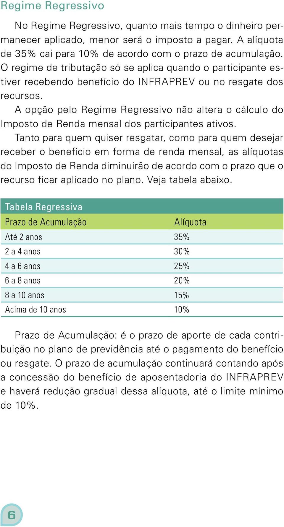 A opção pelo Regime Regressivo não altera o cálculo do Imposto de Renda mensal dos participantes ativos.