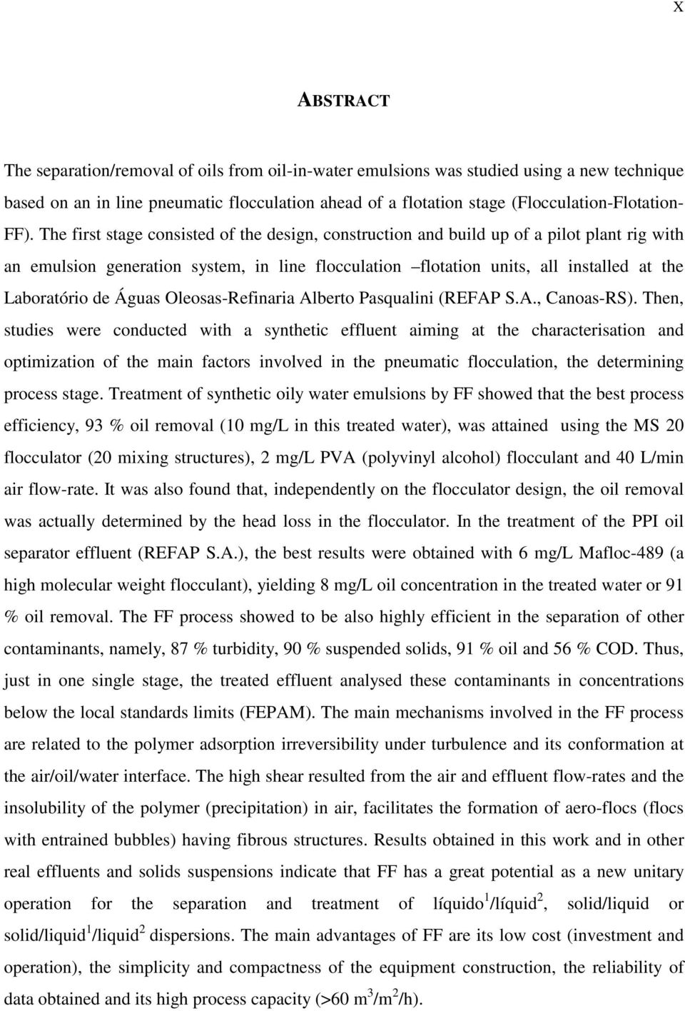 de Águas Oleosas-Refinaria Alberto Pasqualini (REFAP S.A., Canoas-RS).