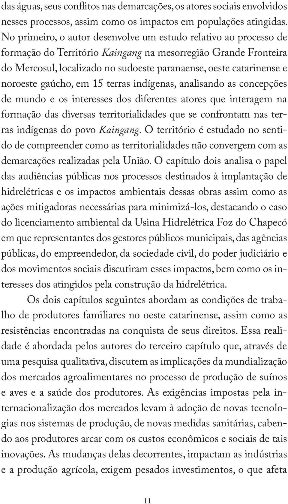 noroeste gaúcho, em 15 terras indígenas, analisando as concepções de mundo e os interesses dos diferentes atores que interagem na formação das diversas territorialidades que se confrontam nas terras