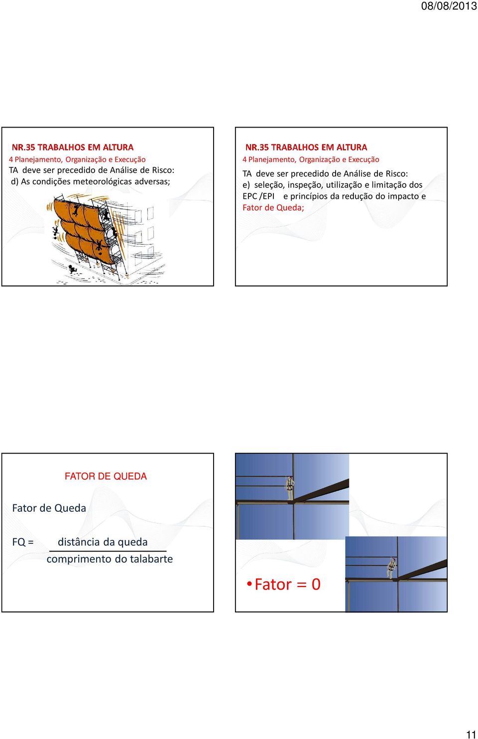 utilização e limitação dos EPC /EPI e princípios da redução do impacto e Fator de